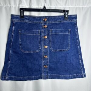 Madewell Women’s Stretch Denim A-Line Skirt Button-Fly Front Pockets Fall sz 10